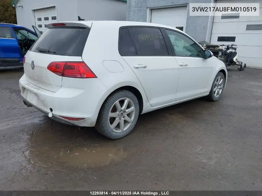 2015 Volkswagen Golf VIN: 3VW217AU8FM010519 Lot: 12293814