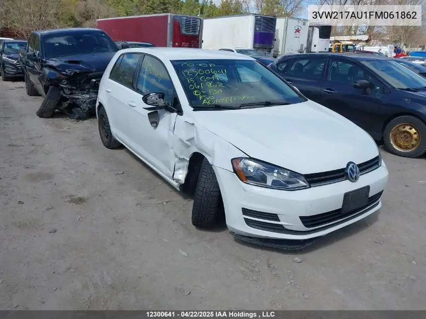 2015 Volkswagen Golf 1.8 Tsi Comfortline/1.8 Tsi Highline/1.8 Tsi Trendline VIN: 3VW217AU1FM061862 Lot: 12300641