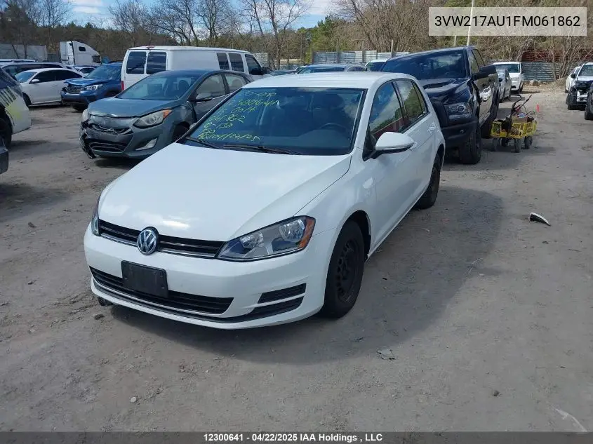 2015 Volkswagen Golf 1.8 Tsi Comfortline/1.8 Tsi Highline/1.8 Tsi Trendline VIN: 3VW217AU1FM061862 Lot: 12300641