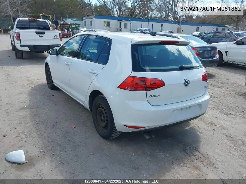 2015 Volkswagen Golf 1.8 Tsi Comfortline/1.8 Tsi Highline/1.8 Tsi Trendline VIN: 3VW217AU1FM061862 Lot: 12300641