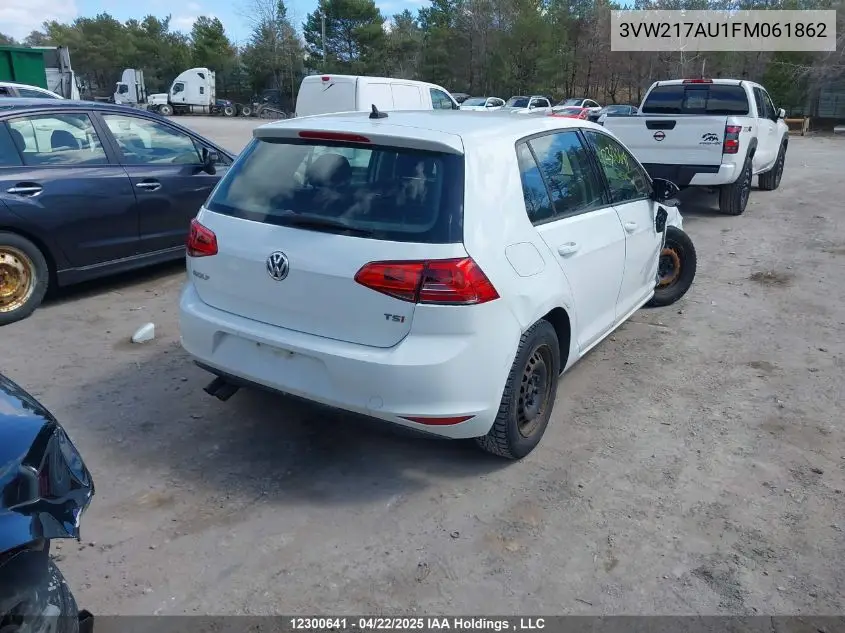 2015 Volkswagen Golf 1.8 Tsi Comfortline/1.8 Tsi Highline/1.8 Tsi Trendline VIN: 3VW217AU1FM061862 Lot: 12300641