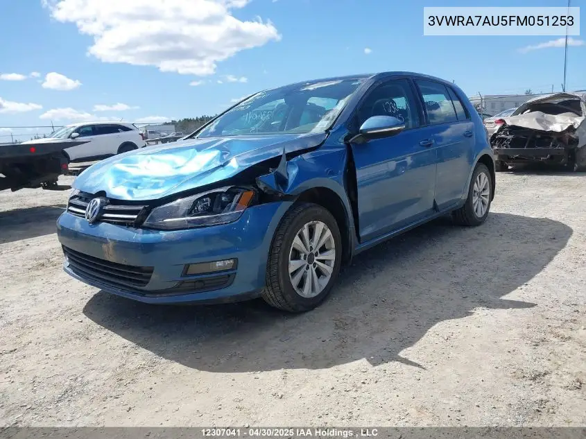 2015 Volkswagen Golf 2.0 Tdi Comfortline/2.0 Tdi Highline/2.0 Tdi Trendline VIN: 3VWRA7AU5FM051253 Lot: 12307041