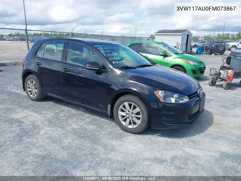 2015 Volkswagen Golf VIN: 3VW117AU0FM073867 Lot: 12328671