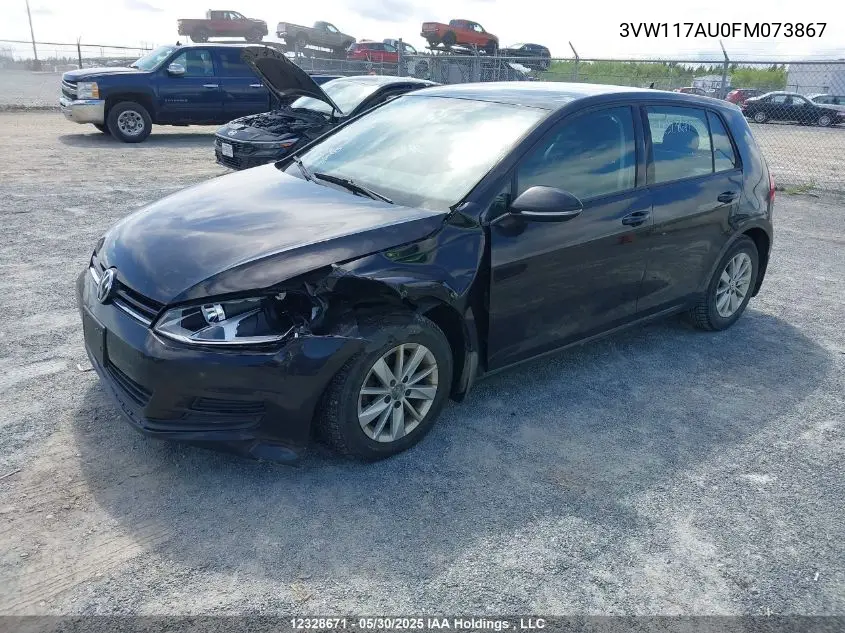 2015 Volkswagen Golf VIN: 3VW117AU0FM073867 Lot: 12328671