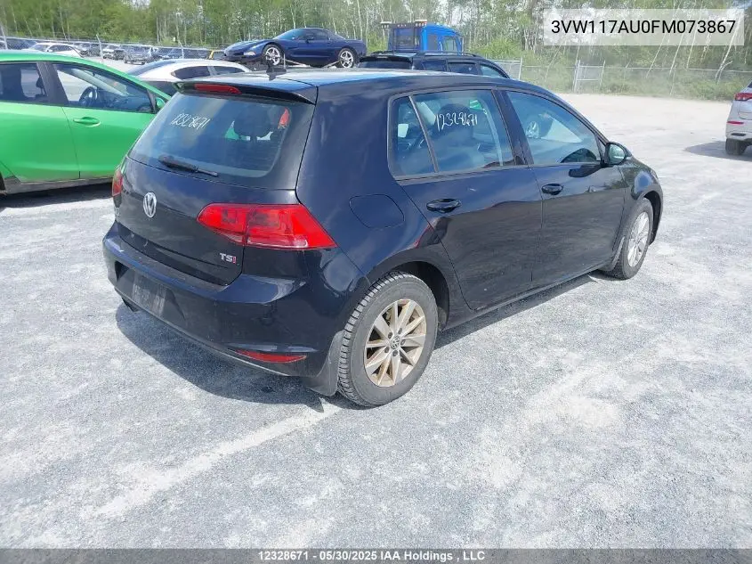 2015 Volkswagen Golf VIN: 3VW117AU0FM073867 Lot: 12328671