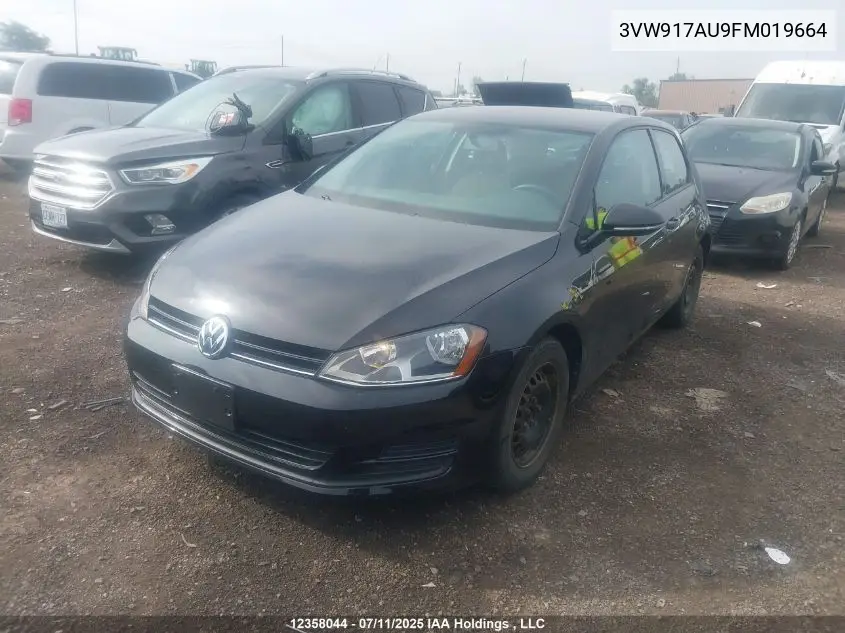 2015 Volkswagen Golf 1.8 Tsi Trendline VIN: 3VW917AU9FM019664 Lot: 12358044