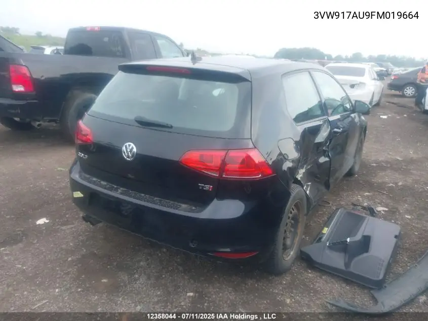 2015 Volkswagen Golf 1.8 Tsi Trendline VIN: 3VW917AU9FM019664 Lot: 12358044