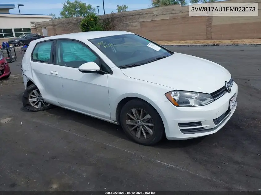 2015 Volkswagen Golf Tsi S 2-Door VIN: 3VW817AU1FM023073 Lot: 42228823