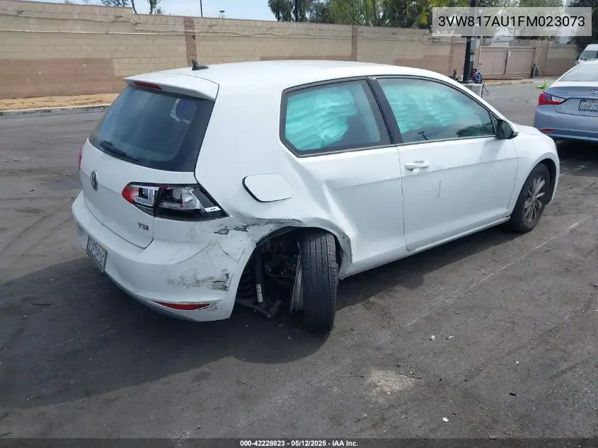 2015 Volkswagen Golf Tsi S 2-Door VIN: 3VW817AU1FM023073 Lot: 42228823