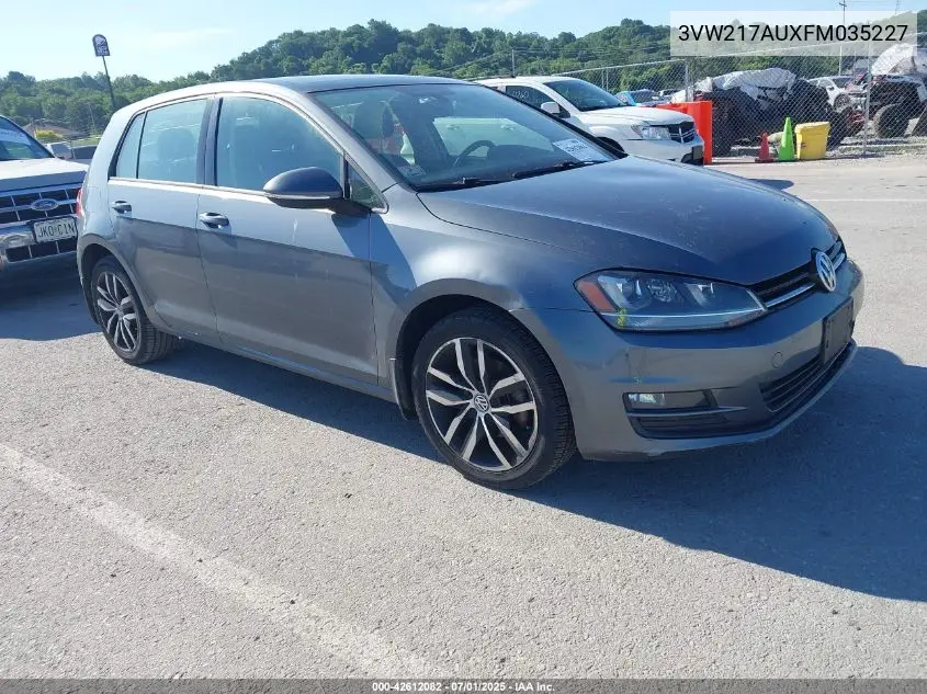 2015 Volkswagen Golf Tsi Se 4-Door VIN: 3VW217AUXFM035227 Lot: 42612082