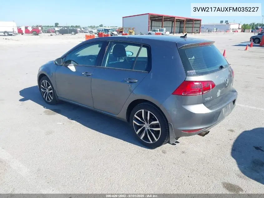2015 Volkswagen Golf Tsi Se 4-Door VIN: 3VW217AUXFM035227 Lot: 42612082