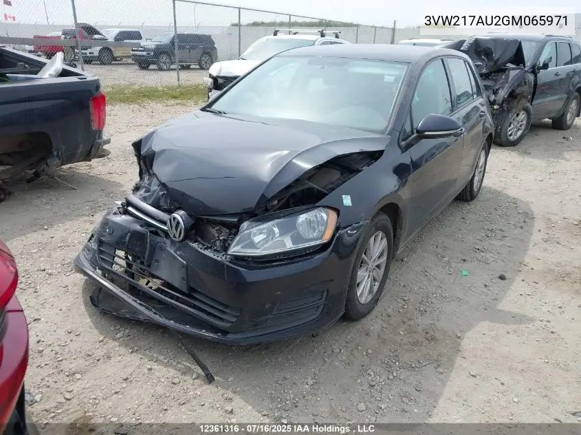2016 Volkswagen Golf 1.8 Tsi Comfortline/1.8 Tsi Highline/1.8 Tsi Trendline VIN: 3VW217AU2GM065971 Lot: 12361316