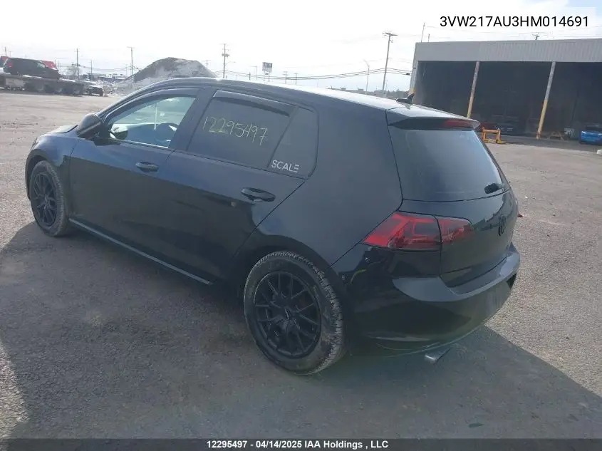 2017 Volkswagen Golf S/Wolfsburg/Se/Sel VIN: 3VW217AU3HM014691 Lot: 12295497