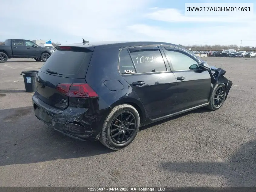 2017 Volkswagen Golf S/Wolfsburg/Se/Sel VIN: 3VW217AU3HM014691 Lot: 12295497
