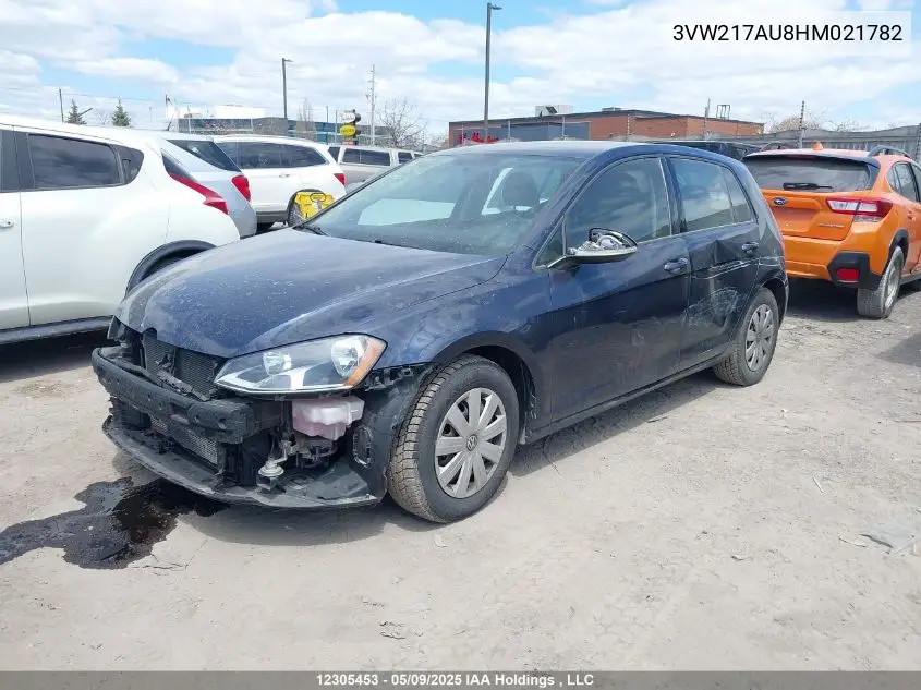 2017 Volkswagen Golf S/Wolfsburg/Se/Sel VIN: 3VW217AU8HM021782 Lot: 12305453