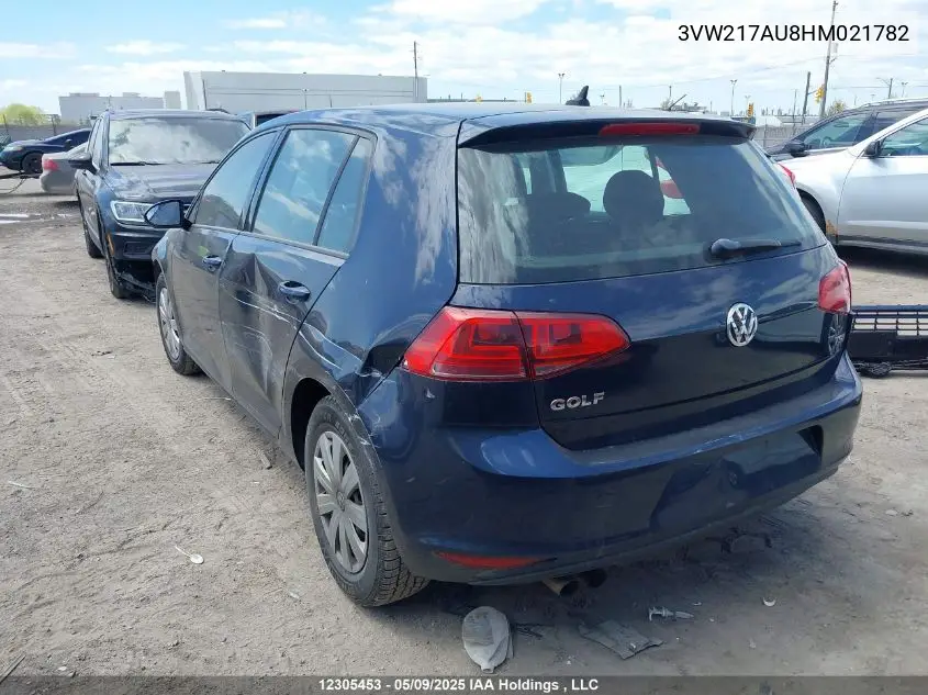 2017 Volkswagen Golf S/Wolfsburg/Se/Sel VIN: 3VW217AU8HM021782 Lot: 12305453