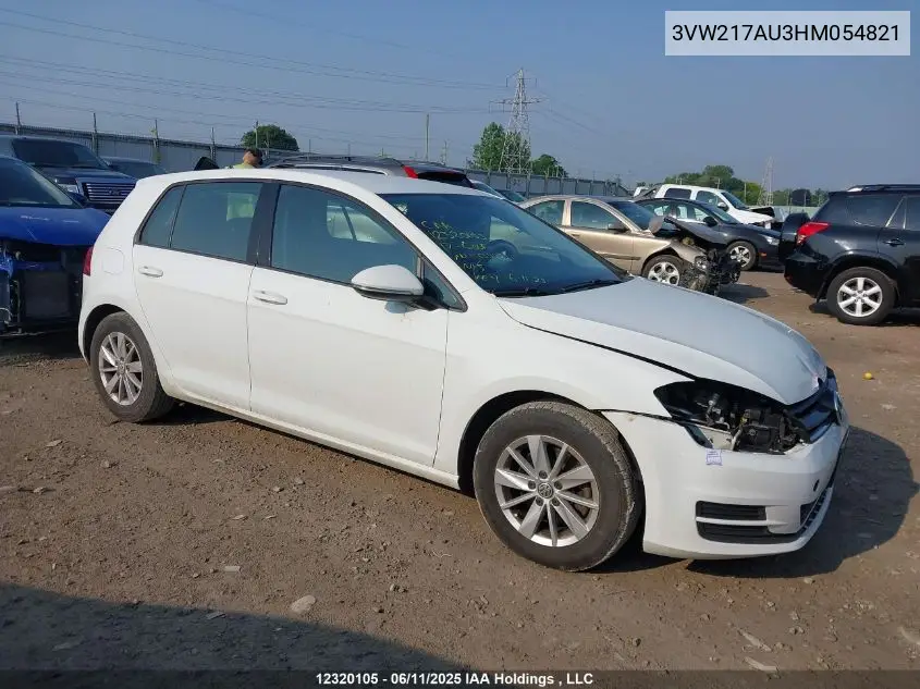 2017 Volkswagen Golf S/Wolfsburg/Se/Sel VIN: 3VW217AU3HM054821 Lot: 12320105
