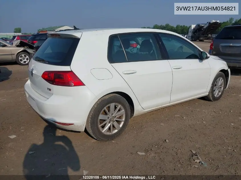 2017 Volkswagen Golf S/Wolfsburg/Se/Sel VIN: 3VW217AU3HM054821 Lot: 12320105