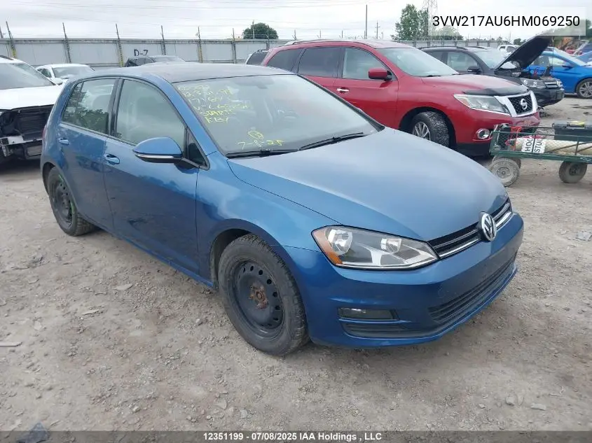 2017 Volkswagen Golf 1.8 Tsi Comfortline/1.8 Tsi Highline/1.8 Tsi Trendline VIN: 3VW217AU6HM069250 Lot: 12351199