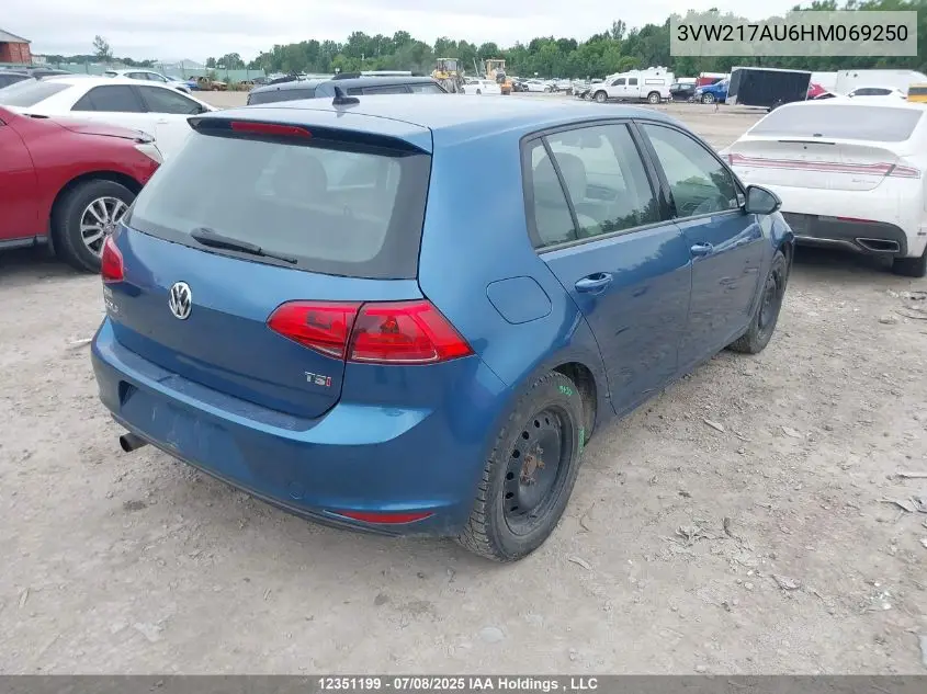 2017 Volkswagen Golf 1.8 Tsi Comfortline/1.8 Tsi Highline/1.8 Tsi Trendline VIN: 3VW217AU6HM069250 Lot: 12351199