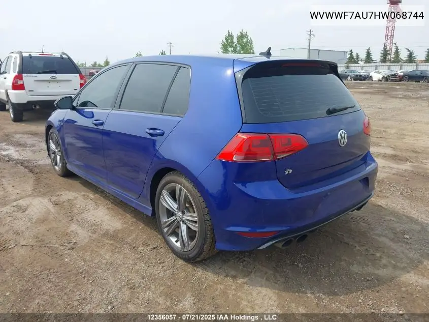 2017 Volkswagen Golf R VIN: WVWWF7AU7HW068744 Lot: 12356057