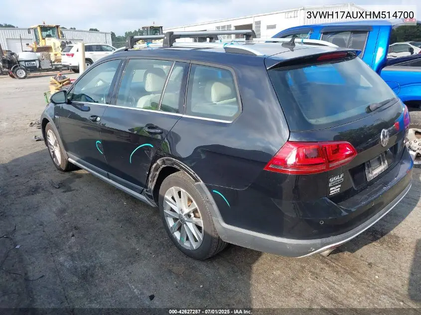 2017 Volkswagen Golf Alltrack S/Se/Sel VIN: 3VWH17AUXHM514700 Lot: 42627287