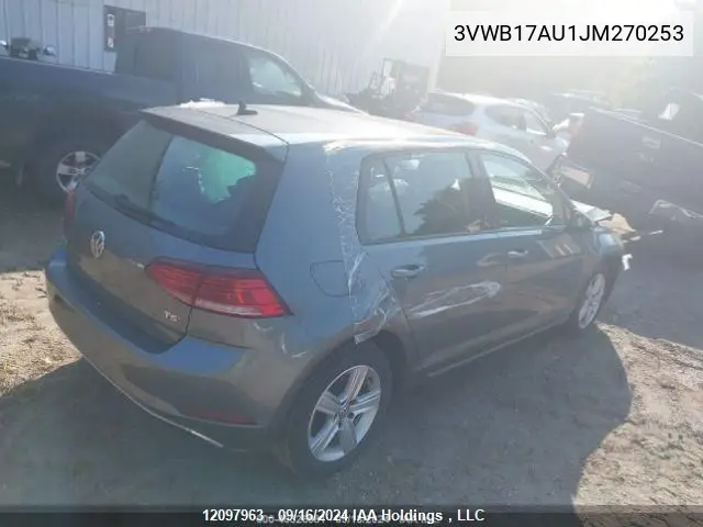 2018 Volkswagen Golf VIN: 3VWB17AU1JM270253 Lot: 12097963