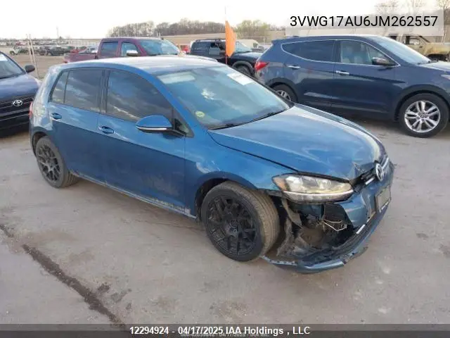 2018 Volkswagen Golf S/Se VIN: 3VWG17AU6JM262557 Lot: 12294924