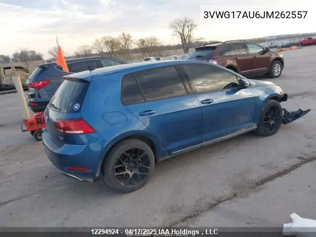 2018 Volkswagen Golf S/Se VIN: 3VWG17AU6JM262557 Lot: 12294924