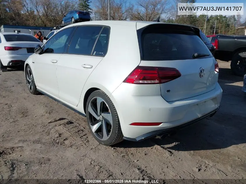 2018 Volkswagen Golf R VIN: WVWVF7AU3JW141707 Lot: 12302366