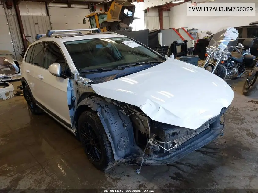 2018 Volkswagen Golf Alltrack Tsi S/Tsi Se/Tsi Sel VIN: 3VWH17AU3JM756329 Lot: 42614645