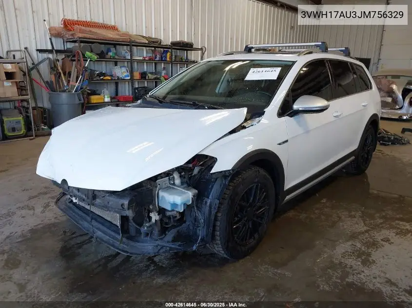 2018 Volkswagen Golf Alltrack Tsi S/Tsi Se/Tsi Sel VIN: 3VWH17AU3JM756329 Lot: 42614645