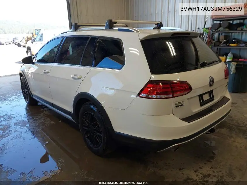 2018 Volkswagen Golf Alltrack Tsi S/Tsi Se/Tsi Sel VIN: 3VWH17AU3JM756329 Lot: 42614645