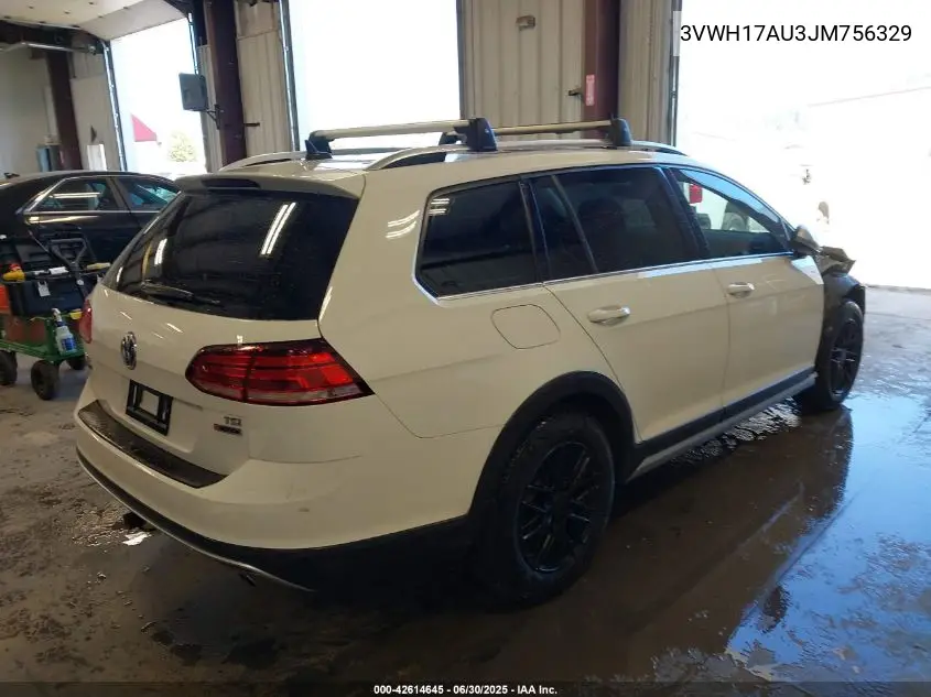 2018 Volkswagen Golf Alltrack Tsi S/Tsi Se/Tsi Sel VIN: 3VWH17AU3JM756329 Lot: 42614645