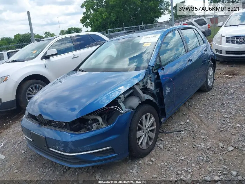 2019 Volkswagen Golf 1.4T S/1.4T Se VIN: 3VWG57AU6KM018221 Lot: 42621993