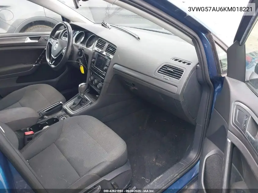 2019 Volkswagen Golf 1.4T S/1.4T Se VIN: 3VWG57AU6KM018221 Lot: 42621993