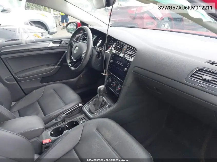 2019 Volkswagen Golf 1.4T S/1.4T Se VIN: 3VWG57AU6KM012211 Lot: 42630900