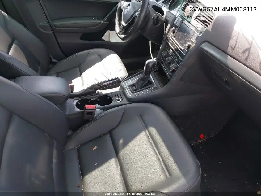 2021 Volkswagen Golf 1.4T Tsi VIN: 3VWG57AU4MM008113 Lot: 42053444