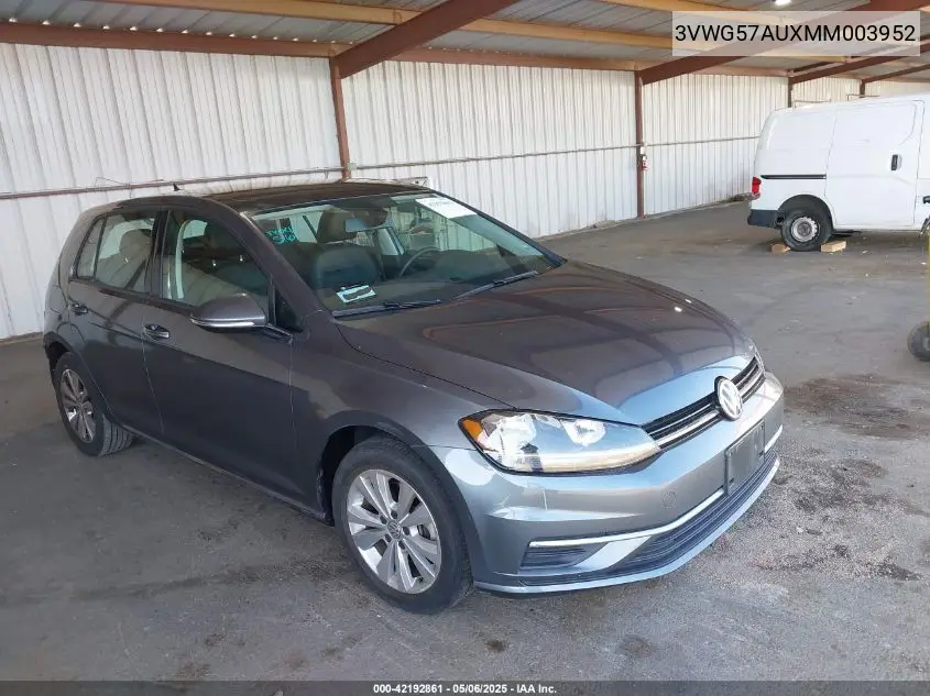 2021 Volkswagen Golf 1.4T Tsi VIN: 3VWG57AUXMM003952 Lot: 42192861