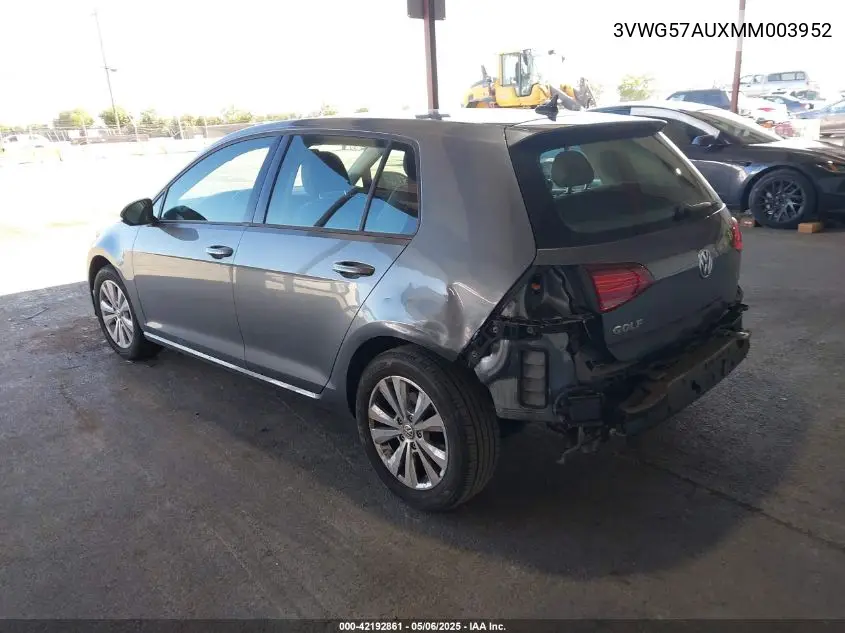 2021 Volkswagen Golf 1.4T Tsi VIN: 3VWG57AUXMM003952 Lot: 42192861
