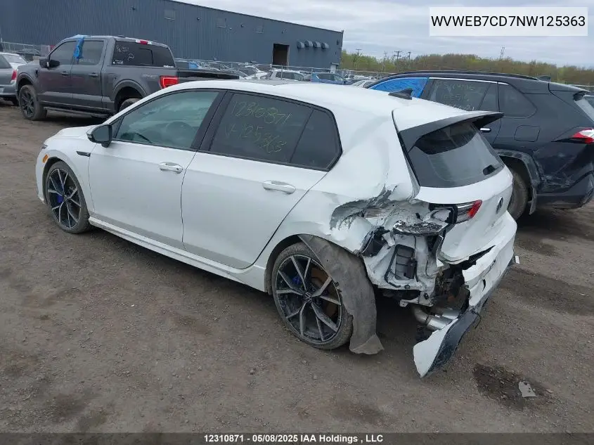 2022 Volkswagen Golf R VIN: WVWEB7CD7NW125363 Lot: 12310871
