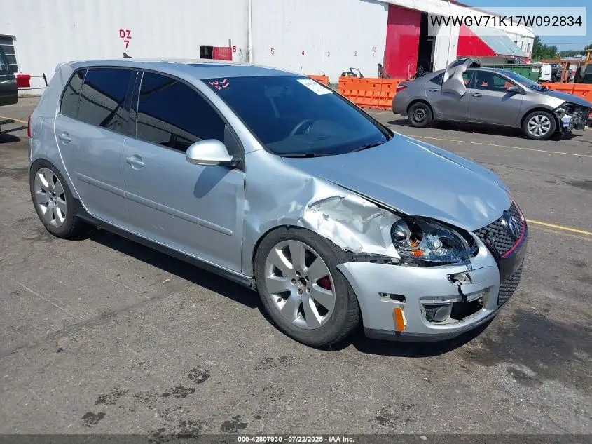2007 Volkswagen Gti 4-Door VIN: WVWGV71K17W092834 Lot: 42807930