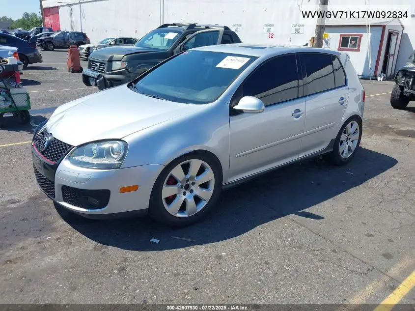 2007 Volkswagen Gti 4-Door VIN: WVWGV71K17W092834 Lot: 42807930