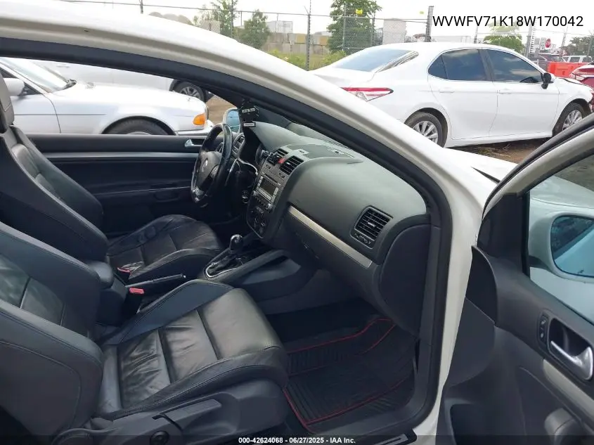 2008 Volkswagen Gti 2-Door VIN: WVWFV71K18W170042 Lot: 42624068