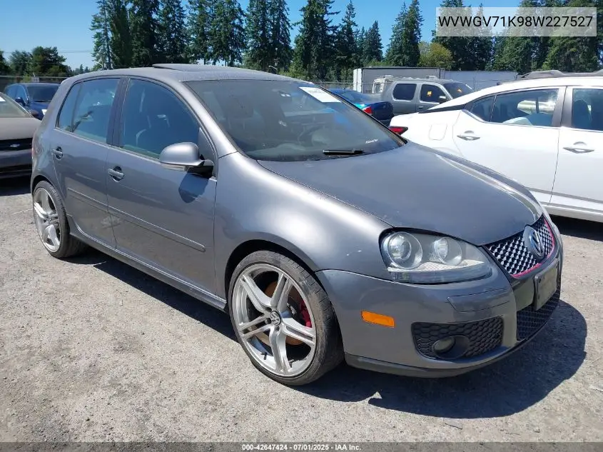 2008 Volkswagen Gti 4-Door VIN: WVWGV71K98W227527 Lot: 42647424