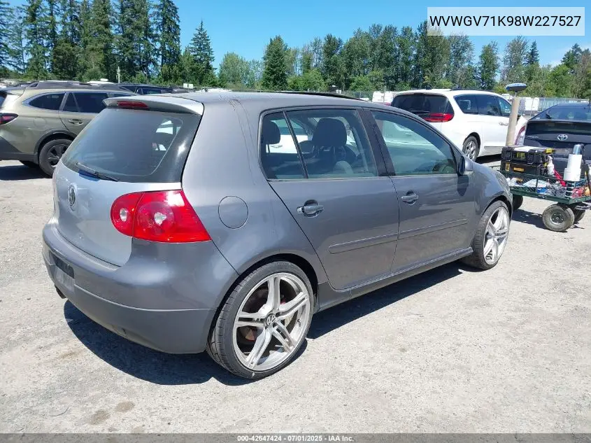 2008 Volkswagen Gti 4-Door VIN: WVWGV71K98W227527 Lot: 42647424