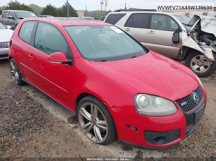 2009 Volkswagen Gti 2-Door VIN: WVWFV71K49W139630 Lot: 41919222