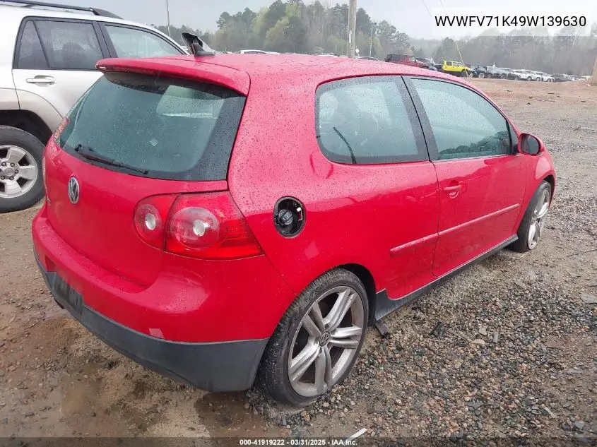 2009 Volkswagen Gti 2-Door VIN: WVWFV71K49W139630 Lot: 41919222