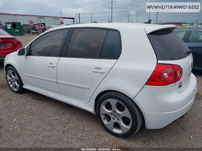 2009 Volkswagen Gti 4-Door VIN: WVWHD71K49W016552 Lot: 42226909