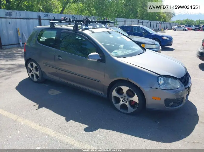 2009 Volkswagen Gti 2-Door VIN: WVWFD71K59W034551 Lot: 42235030